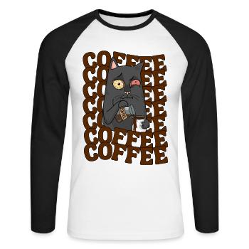 coffee cat funny saying tired cat coffee - Unisex Long Sleeve Baseball T-Shirt - white/black - Front - Nik (191cm)