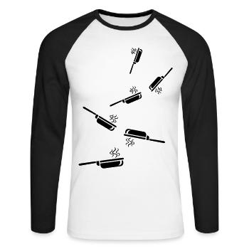 Cooking pan - Unisex Long Sleeve Baseball T-Shirt - white/black - Front - Nik (191cm)