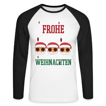 Frohe Weihnachten Familien Freiertage Logo - Unisex Baseballshirt langarm - Weiß/Schwarz - Vorne - Nik (191cm)