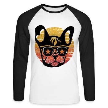 Drôle de chien Frenchie disant Bulldog Bulldog Bulldog - T-shirt baseball manches longues Homme - blanc/noir - Devant - Nik (191cm)
