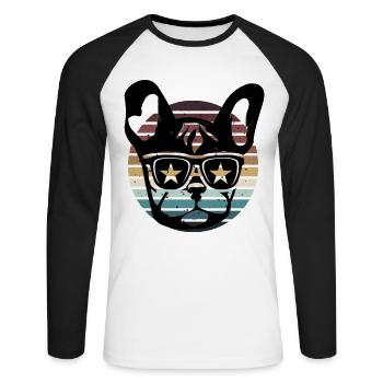 Drôle de chien Frenchie disant Bulldog Bulldog Bulldog - T-shirt baseball manches longues Homme - blanc/noir - Devant - Nik (191cm)