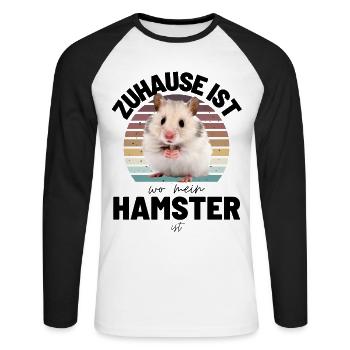 HAMSTER Zuhause ist, wo mein HAMSTER ist - Unisex Baseballshirt langarm - Weiß/Schwarz - Vorne - Nik (191cm)
