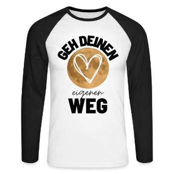Sprücheshirts Motivationssprüche Motivationsspruch - Unisex Baseballshirt langarm - Weiß/Schwarz - Vorne - Nik (191cm)