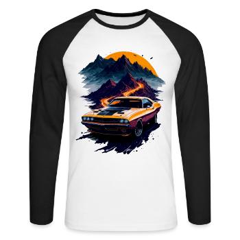 Klassischer Sportwagen - Unisex Baseballshirt langarm - Weiß/Schwarz - Vorne - Nik (191cm)