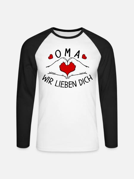 Oma wir lieben Dich - Unisex Baseballshirt langarm - Weiß/Schwarz