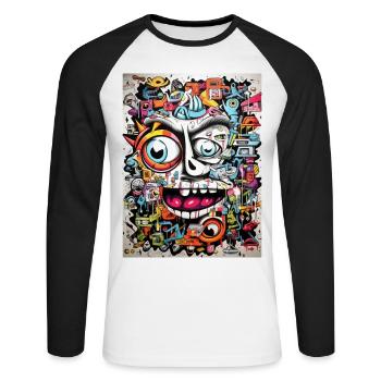 Graffiti Inspirations:Gnu - Unisex Long Sleeve Baseball T-Shirt - white/black - Front - Nik (191cm)