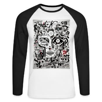 Inspirations graffiti :Antilope - T-shirt baseball manches longues Homme - blanc/noir - Devant - Nik (191cm)