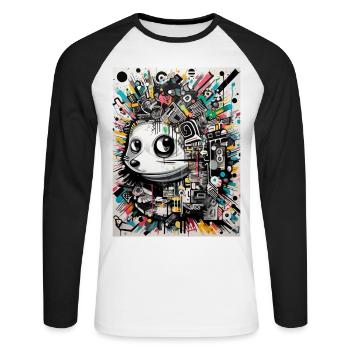 Inspirations graffiti :Hérissons - T-shirt baseball manches longues Homme - blanc/noir - Devant - Nik (191cm)