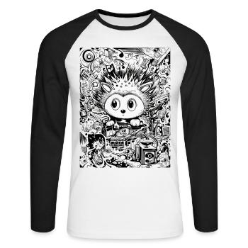 Hedgehog Graffiti - Unisex Long Sleeve Baseball T-Shirt - white/black - Front - Nik (191cm)