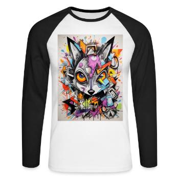 Kangaroo Abstract - Unisex Long Sleeve Baseball T-Shirt - white/black - Front - Nik (191cm)