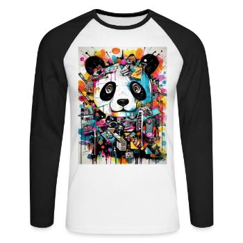 Panda greffiti geometry - Unisex Long Sleeve Baseball T-Shirt - white/black - Front - Nik (191cm)
