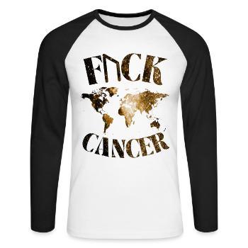 F... CK CANCER - ESPOIR, AMOUR ET COMBAT - T-shirt baseball manches longues Homme - blanc/noir - Devant - Nik (191cm)