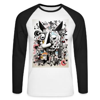 tapir geometric graffiti - Unisex Baseballshirt langarm - Weiß/Schwarz - Vorne - Nik (191cm)