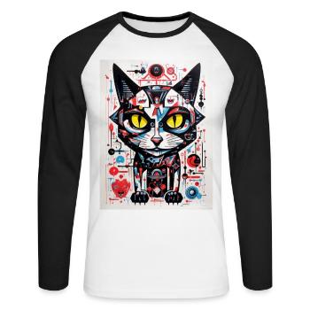 Cat Geometry Abstract - Unisex Long Sleeve Baseball T-Shirt - white/black - Front - Nik (191cm)