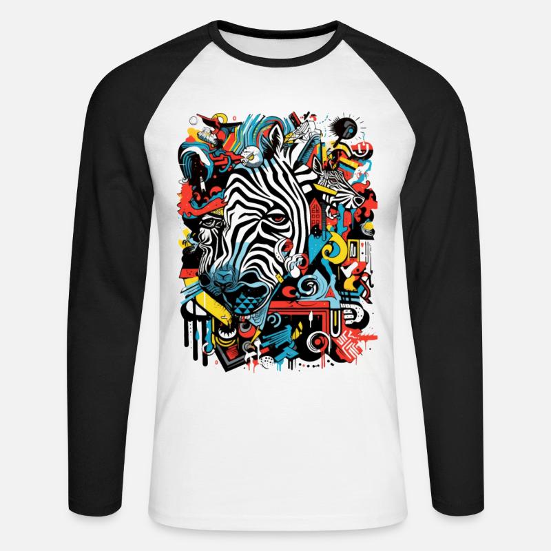 zebra geometrie graffiti - Unisex Baseballshirt langarm - Weiß/Schwarz