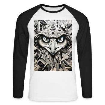 Aigle Géométrie Abstraction Graffiti - T-shirt baseball manches longues Homme - blanc/noir - Devant - Nik (191cm)