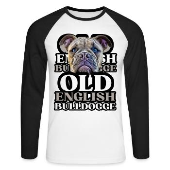 OLD ENGLISH BULLDOG Dog Dogs Bulldog - Unisex Long Sleeve Baseball T-Shirt - white/black - Front - Nik (191cm)