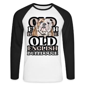 OLD ENGLISH BULLDOG Dog Dogs Bulldog - Unisex Long Sleeve Baseball T-Shirt - white/black - Front - Nik (191cm)