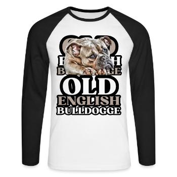 OLD ENGLISH BULLDOG Dog Dogs Bulldog - Unisex Long Sleeve Baseball T-Shirt - white/black - Front - Nik (191cm)