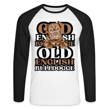 OLD ENGLISH BULLDOG Dog Dogs Bulldog - Unisex Long Sleeve Baseball T-Shirt - white/black - Front - Nik (191cm)