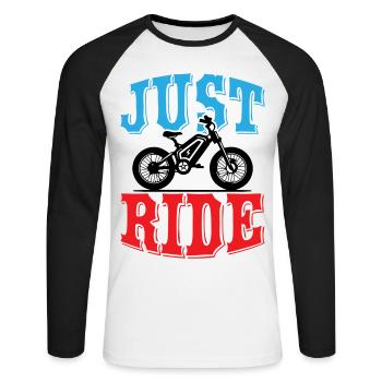 Just Ride E Bike - Unisex Baseballshirt langarm - Weiß/Schwarz - Vorne - Nik (191cm)