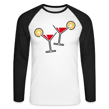 2 Cocktail Glasses / Martini / Cheers + (Red) - Unisex Long Sleeve Baseball T-Shirt - white/black - Front - Nik (191cm)