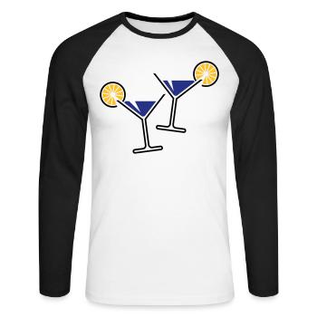 2 Cocktail Glasses / Martini / Cheers + (Blue) - Unisex Long Sleeve Baseball T-Shirt - white/black - Front - Nik (191cm)