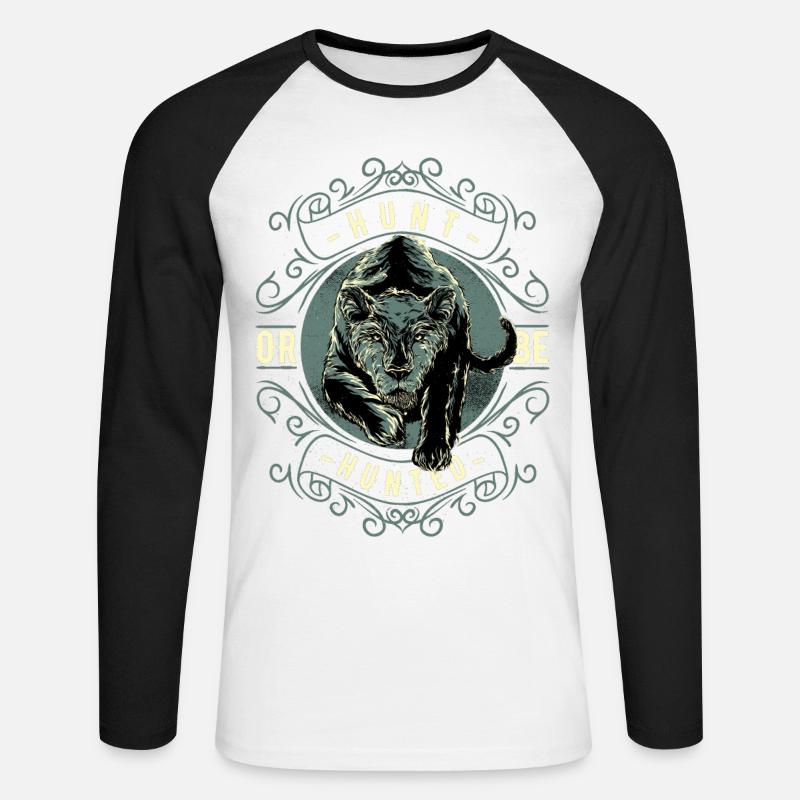 Jage oder werde gejagt! - Unisex Baseballshirt langarm - Weiß/Schwarz