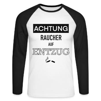 Raucher - Nikotinentzug - Unisex Baseballshirt langarm - Weiß/Schwarz - Vorne - Nik (191cm)