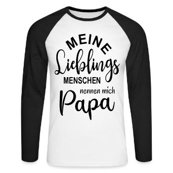 Töchter Söhne Vater Papa Lieblingsmensch Kinder - Unisex Baseballshirt langarm - Weiß/Schwarz - Vorne - Nik (191cm)