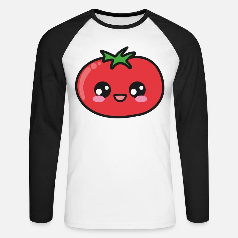 Tomate Niedlich Kawaii - Unisex Baseballshirt langarm - Weiß/Schwarz