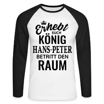 Name Hans-Peter König Geschenk Geburtstag lustig - Unisex Baseballshirt langarm - Weiß/Schwarz - Vorne - Nik (191cm)