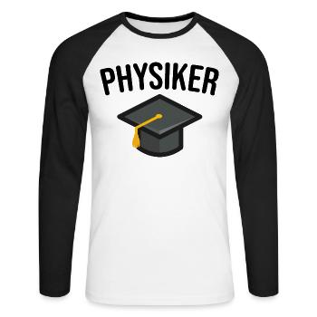 Physiker - Unisex Baseballshirt langarm - Weiß/Schwarz - Vorne - Nik (191cm)