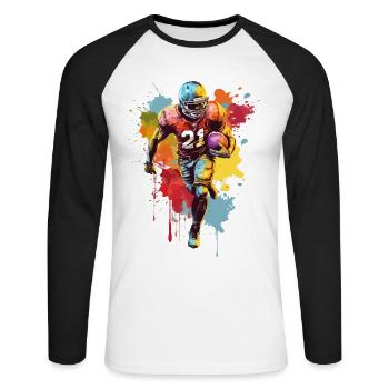 Joueur de football américain USA Sport Colorful Splash - T-shirt baseball manches longues Homme - blanc/noir - Devant - Nik (191cm)