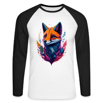 abstract fox - Unisex Long Sleeve Baseball T-Shirt - white/black - Front - Nik (191cm)