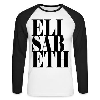 Elisabeth Nom Prénom Police moderne Word Art - T-shirt baseball manches longues Homme - blanc/noir - Devant - Nik (191cm)
