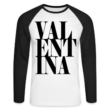 Valentina Nom Prénom Police moderne Word Art - T-shirt baseball manches longues Homme - blanc/noir - Devant - Nik (191cm)