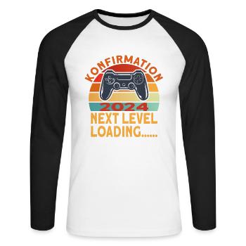 Konfirmation 2024 Konfirmand - Unisex Baseballshirt langarm - Weiß/Schwarz - Vorne - Nik (191cm)
