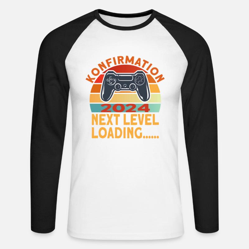 Konfirmation 2024 Konfirmand - Unisex Baseballshirt langarm - Weiß/Schwarz