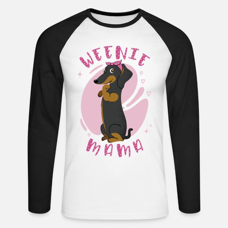 Weenie Mama Dackel - Unisex Baseballshirt langarm - Weiß/Schwarz