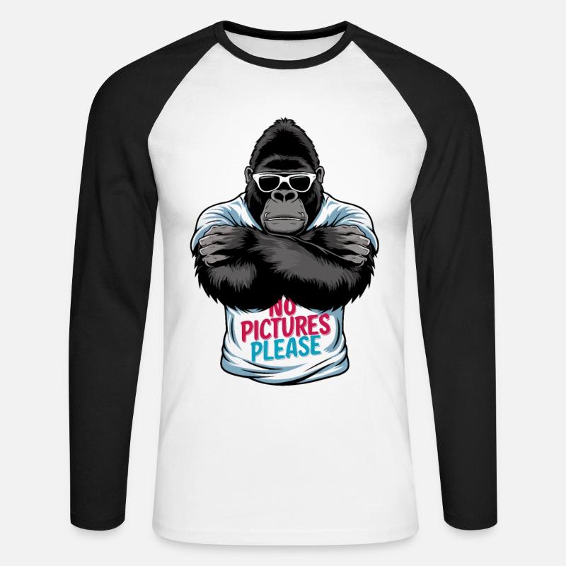 Keine Bilder bitte - Unisex Baseballshirt langarm - Weiß/Schwarz