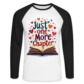 Nur noch ein Kapitel - Bücherwurm - Unisex Baseballshirt langarm - Weiß/Schwarz - Vorne - Nik (191cm)