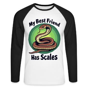 Mein bester Freund hat Schuppen Schlangenliebhaber - Unisex Baseballshirt langarm - Weiß/Schwarz - Vorne - Nik (191cm)