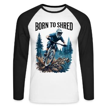VTT Aventure Forêt Trail Descente - T-shirt baseball manches longues Homme - blanc/noir - Devant - Nik (191cm)