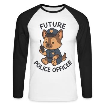 Cute Dog Future Police Officer Theme - Unisex Long Sleeve Baseball T-Shirt - white/black - Front - Nik (191cm)