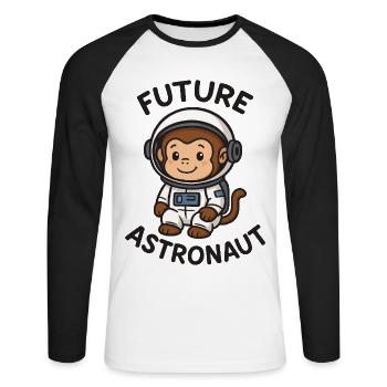Künftiger Astronaut – süßer Affe im Raumanzug - Unisex Baseballshirt langarm - Weiß/Schwarz - Vorne - Nik (191cm)