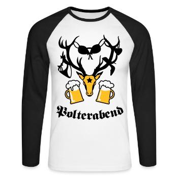 Hirsch Polterabend JGA Bier - Unisex Long Sleeve Baseball T-Shirt - white/black - Front - Nik (191cm)