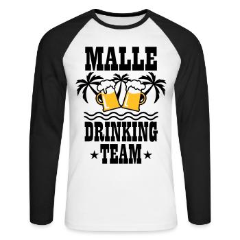 08 Malle Drinking Team Beer Mass Bier Party - Unisex Baseballshirt langarm - Weiß/Schwarz - Vorne - Nik (191cm)