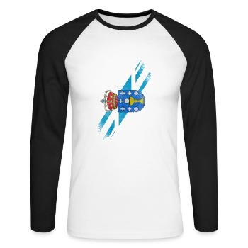 British Galician Flag - Galicia and UK Pride - Unisex Long Sleeve Baseball T-Shirt - white/black - Front - Nik (191cm)