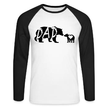 Papa et bébé ours papa 2019 ours cadeau enfant - T-shirt baseball manches longues Homme - blanc/noir - Devant - Nik (191cm)